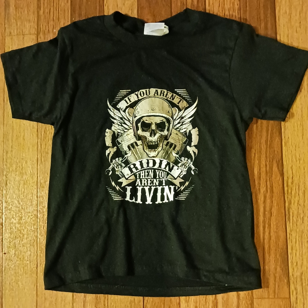 Boys biker skull graphic tee Sz XS